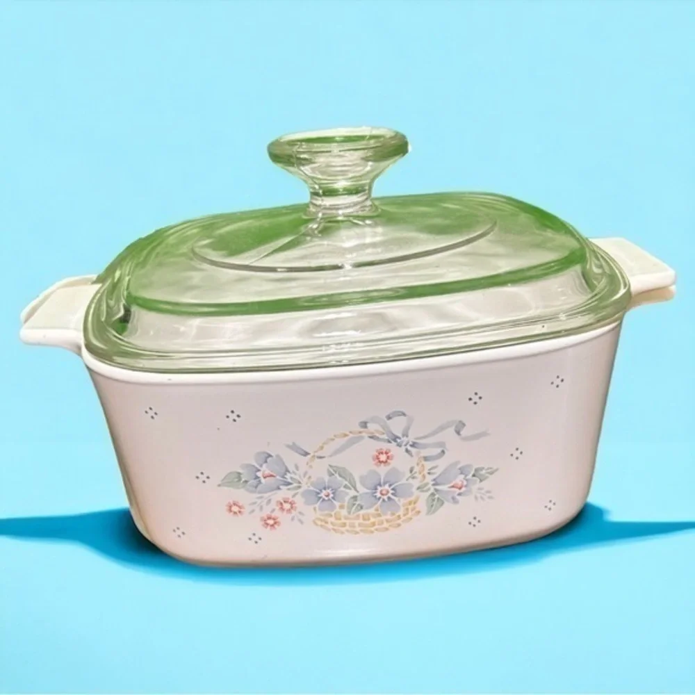 Vintage Corning Ware Blue‎ Ribbon Casserole Dish Glass Lid 1.5 Liter